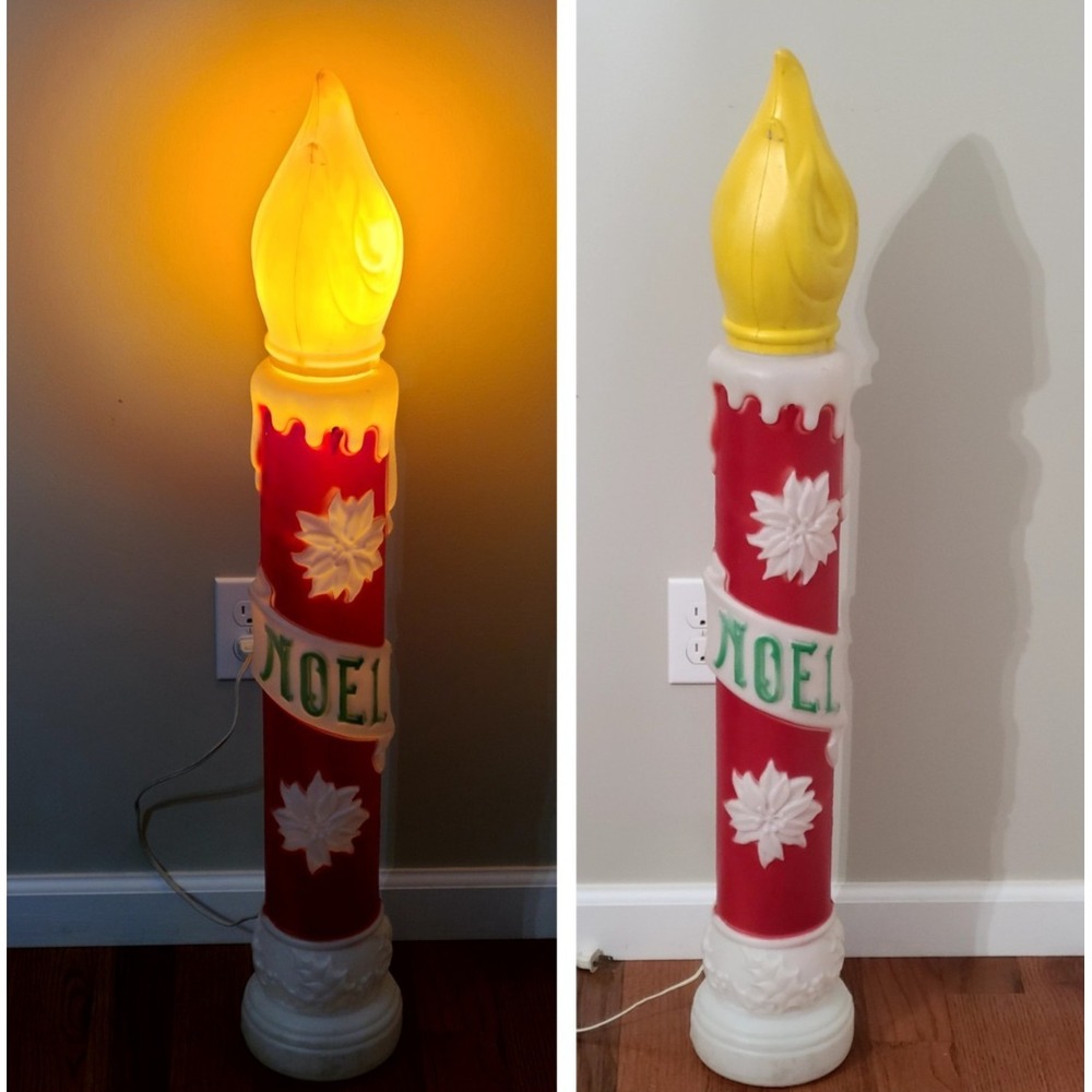 Vintage Empire Blow Mold Noel Christmas Candle 39" Tall 1973 Lighted